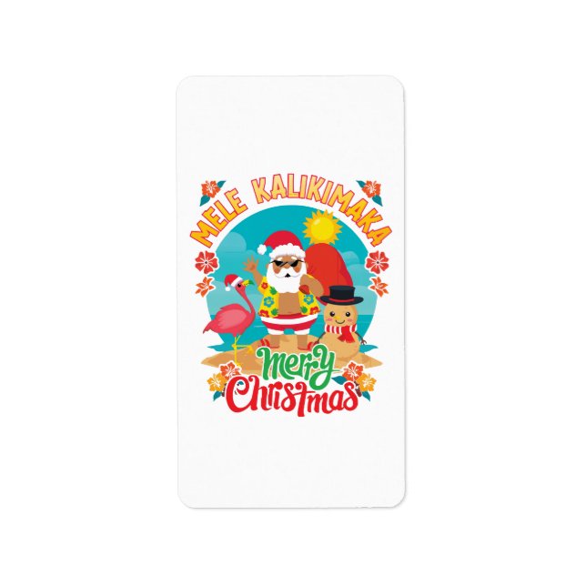 Mele Kalikimaka for a Bright Hawaiian Christmas Label (Front)