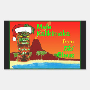 Mele Kalikimaka from Tiki Claus Rectangular Sticker
