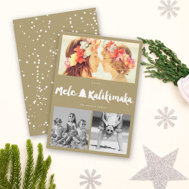 Mele Kalikimaka Fun Christmas Photo Collage Card (Creator Uploaded)