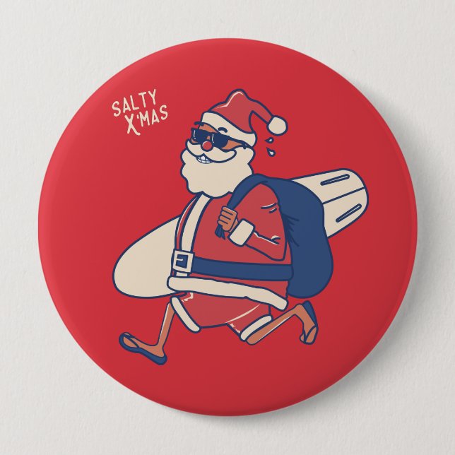 Mele Kalikimaka - Funny Santa Hawaiian Christmas 10 Cm Round Badge (Front)