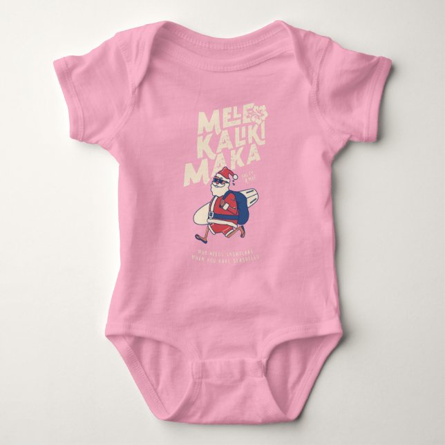 Mele Kalikimaka - Funny Santa Hawaiian Christmas Baby Bodysuit (Front)