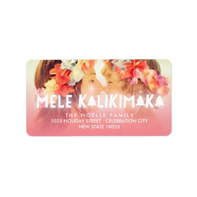 Mele Kalikimaka Glow Christmas Photo Address Label (Front)