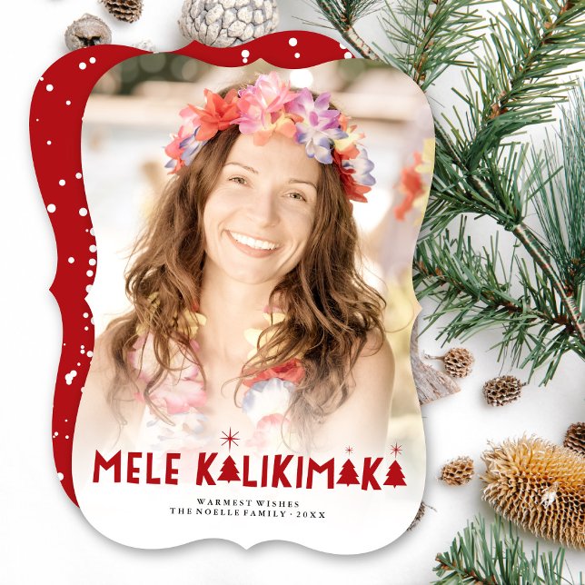 Mele Kalikimaka Glow Modern Christmas Trees Photo Holiday Card (Creator Uploaded)