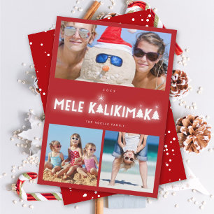 Mele Kalikimaka Glow Photo Collage Christmas Card