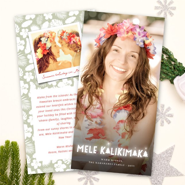 Mele Kalikimaka Glow Stars Modern Christmas Photo Holiday Card (Creator Uploaded)