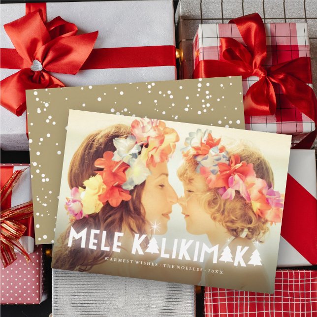 Mele Kalikimaka Glow Stars Modern Christmas Photo Holiday Card (Creator Uploaded)