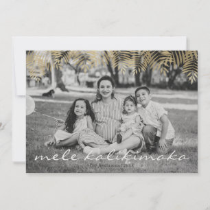 Mele Kalikimaka Gold Palm Tree Holiday Photo Card