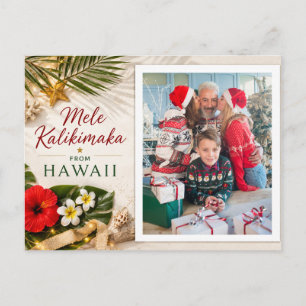 Mele Kalikimaka Hawaii Personalised Family Photo Holiday Postcard