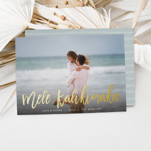 Mele Kalikimaka Hawaii Photo Foil Holiday Card