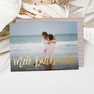 Mele Kalikimaka   Hawaii Photo Foil Holiday Card