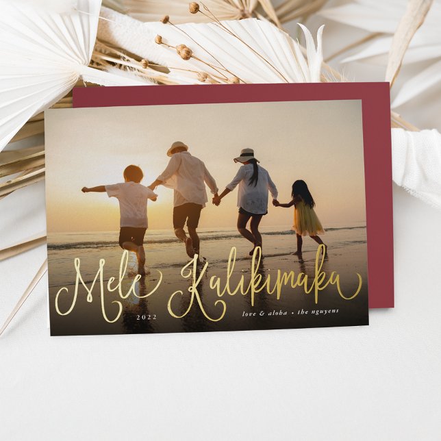 Mele Kalikimaka | Hawaii Photo Foil Holiday Card (Creator Uploaded)