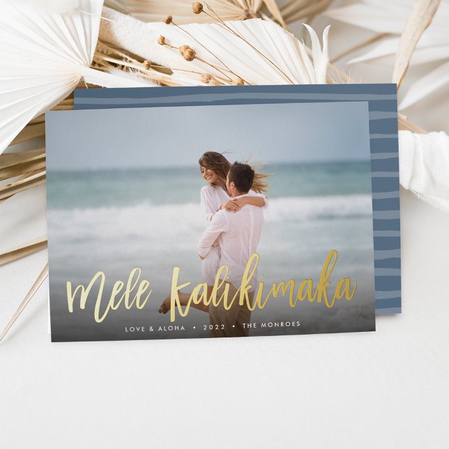 Mele Kalikimaka | Hawaii Photo Foil Holiday Card (Creator Uploaded)