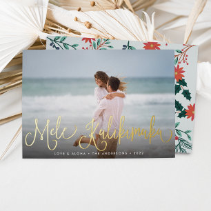 Mele Kalikimaka   Hawaii Photo Foil Holiday Card