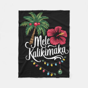Mele Kalikimaka Hawaii Santa Hawaiian Merry Christ Fleece Blanket