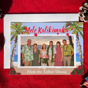 Mele Kalikimaka Hawaiian Beach Personalised Photo Holiday Card