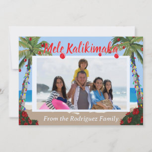 Mele Kalikimaka Hawaiian Beach Personalized Photo Holiday Card