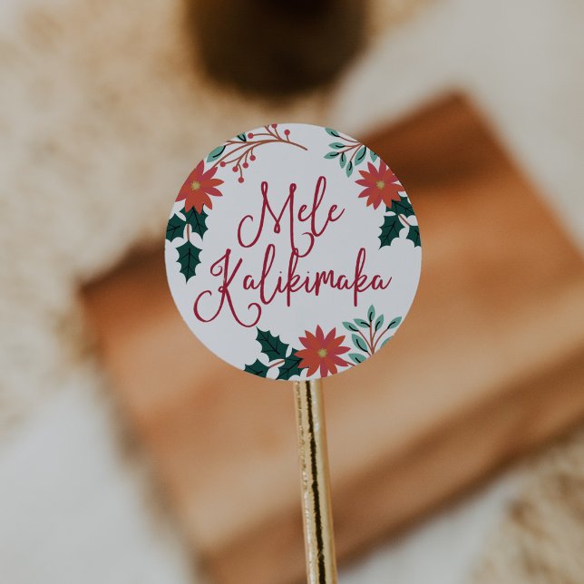 Mele Kalikimaka | Hawaiian Christmas Classic Round Sticker (Creator Uploaded)