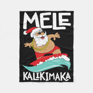 Mele Kalikimaka Hawaiian Christmas Hawaii Surfing Fleece Blanket
