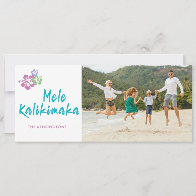 Mele Kalikimaka Hawaiian Christmas Holiday Photo Card (Front)