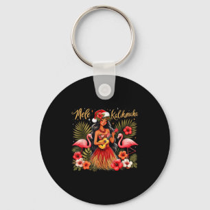 Mele Kalikimaka Hawaiian Christmas Hula Girl Troca Key Ring