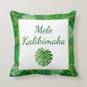 Mele Kalikimaka Hawaiian Christmas Lights Holiday Cushion
