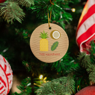 Mele Kalikimaka Hawaiian Christmas Metal Tree Decoration