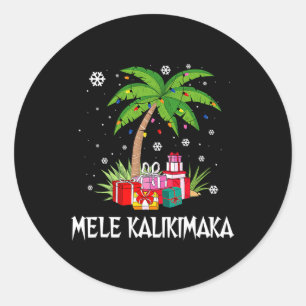 Mele Kalikimaka Hawaiian Christmas Palm Tree Famil Classic Round Sticker