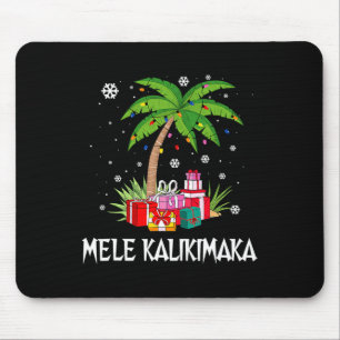 Mele Kalikimaka Hawaiian Christmas Palm Tree Famil Mouse Pad