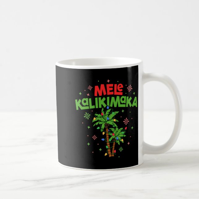 Mele Kalikimaka Hawaiian Christmas Palm Tree Light Coffee Mug (Right)