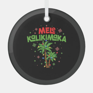 Mele Kalikimaka Hawaiian Christmas Palm Tree Light Glass Tree Decoration
