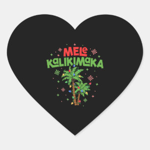 Mele Kalikimaka Hawaiian Christmas Palm Tree Light Heart Sticker