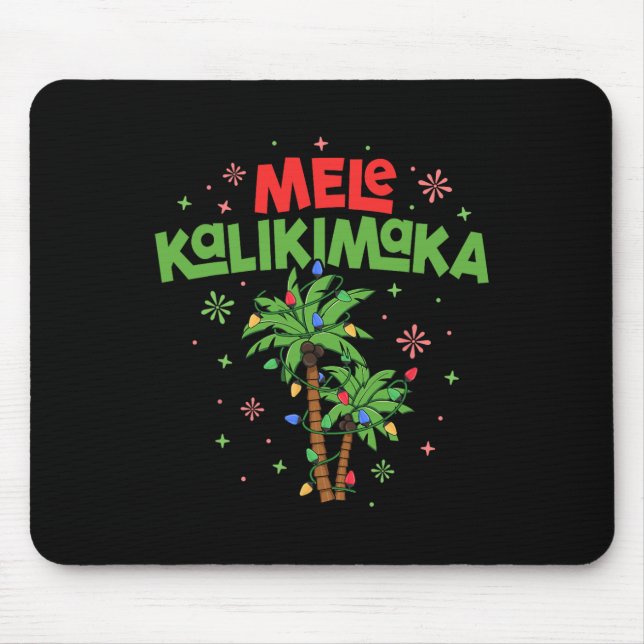 Mele Kalikimaka Hawaiian Christmas Palm Tree Light Mouse Pad (Front)