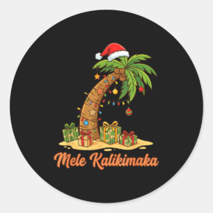 Mele Kalikimaka Hawaiian Christmas Palm Trees Classic Round Sticker