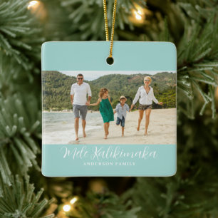 Mele Kalikimaka Hawaiian Christmas Photo Ceramic Ornament