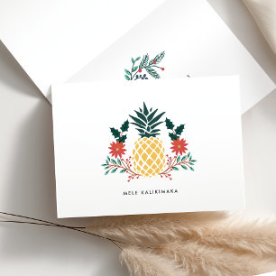 Mele Kalikimaka   Hawaiian Christmas Pineapple Holiday Card
