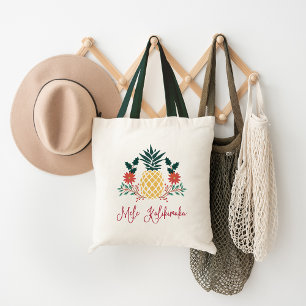 Mele Kalikimaka   Hawaiian Christmas Pineapple Tote Bag
