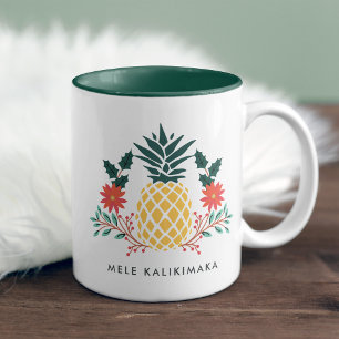 Mele Kalikimaka   Hawaiian Christmas Pineapple Two-Tone Coffee Mug