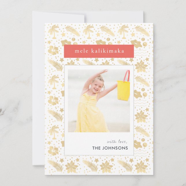 Mele Kalikimaka Hawaiian Christmas Red Photo Card (Front)