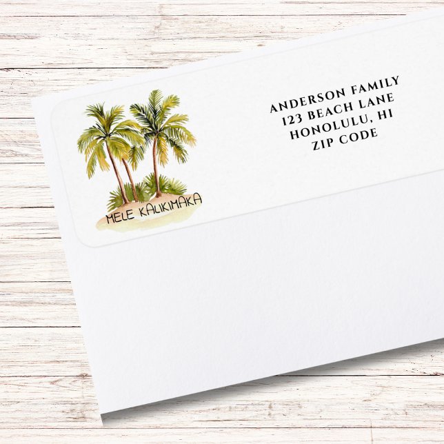 Mele Kalikimaka Hawaiian Christmas Return Address  Label (Creator Uploaded)