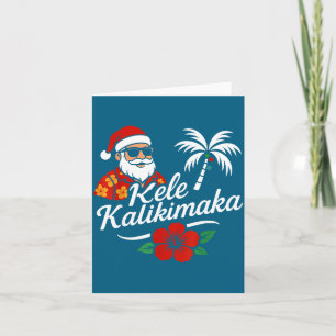Mele Kalikimaka Hawaiian Christmas Santa Hat Hawai Card