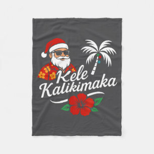 Mele Kalikimaka Hawaiian Christmas Santa Hat Hawai Fleece Blanket