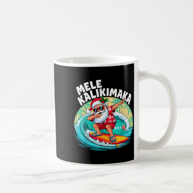 Mele Kalikimaka Hawaiian Christmas Santa Surfing B Coffee Mug (Right)