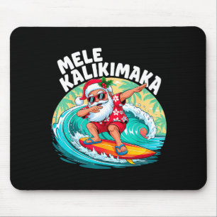 Mele Kalikimaka Hawaiian Christmas Santa Surfing B Mouse Pad