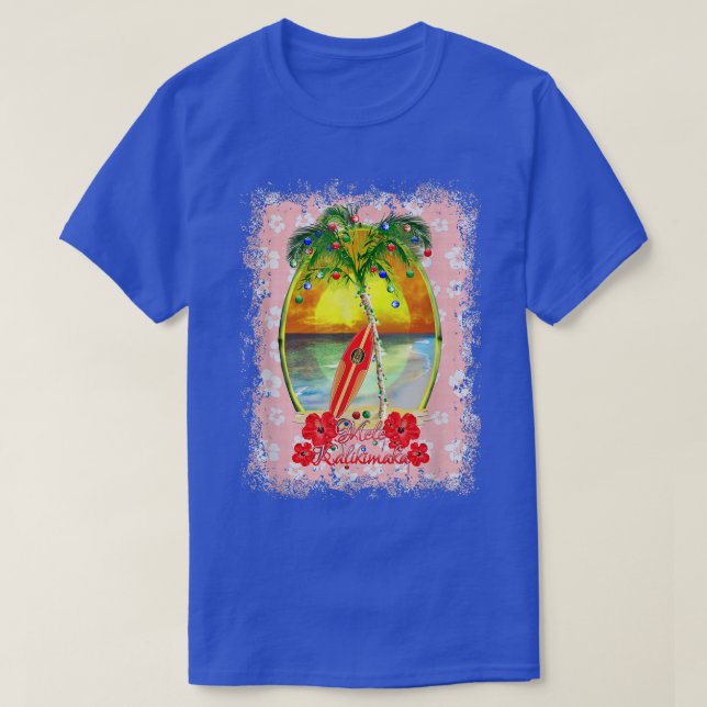 Mele Kalikimaka Hawaiian Christmas Surf Surfing  T-Shirt (Design Front)