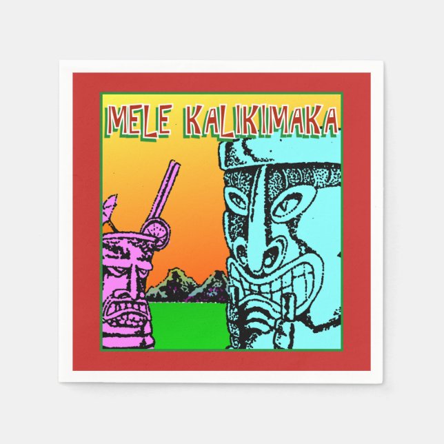 Mele Kalikimaka - Hawaiian Christmas Tiki Love Napkin (Front)