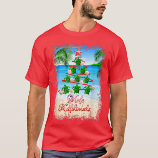 Mele Kalikimaka Hawaiian Christmas Tree Turtles  T-Shirt