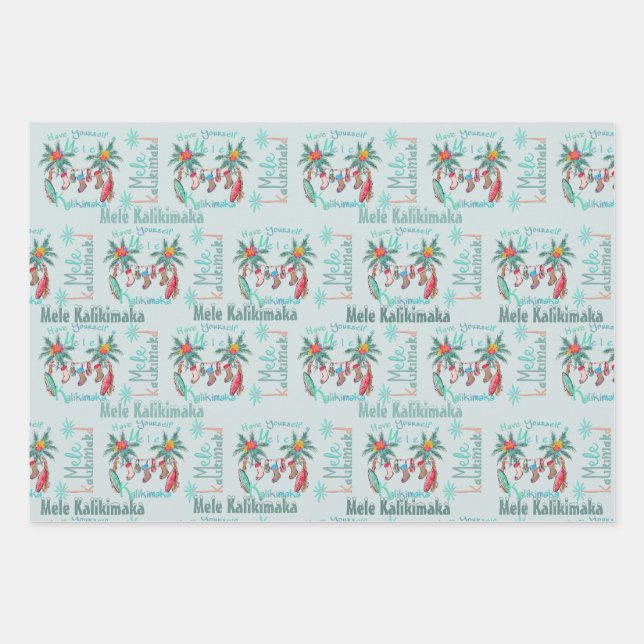 Mele Kalikimaka Hawaiian Christmas Wrapping Paper (Front)