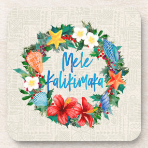 Mele Kalikimaka Hawaiian Christmas Wreath Coaster