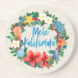 Mele Kalikimaka Hawaiian Christmas Wreath Coaster