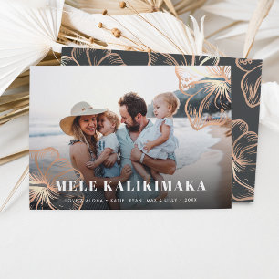 Mele Kalikimaka Hawaiian Floral Photo Holiday Card